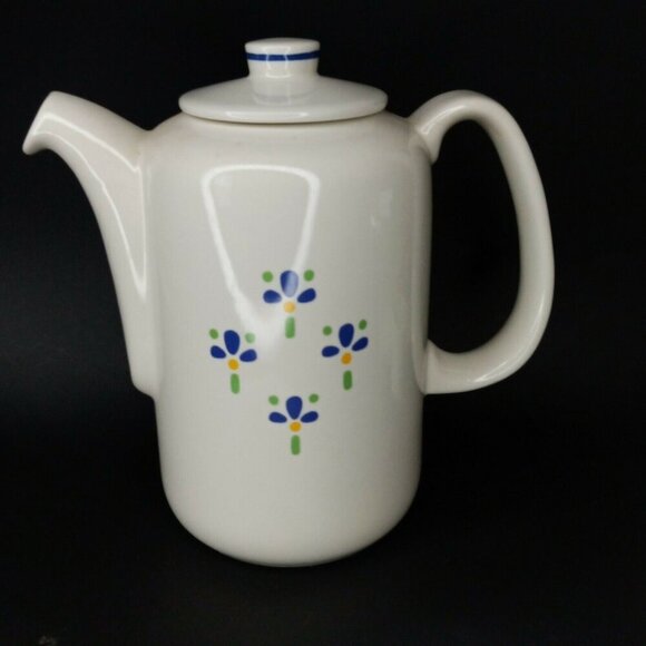 Avon Flower Fresh Coffee Pot tea pot floral white blue - Picture 1 of 10